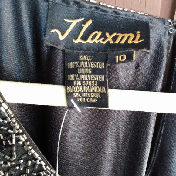 🌟J Laxmi || Black Drop Waist Beaded Cocktail Dress - Picture 8 of 11